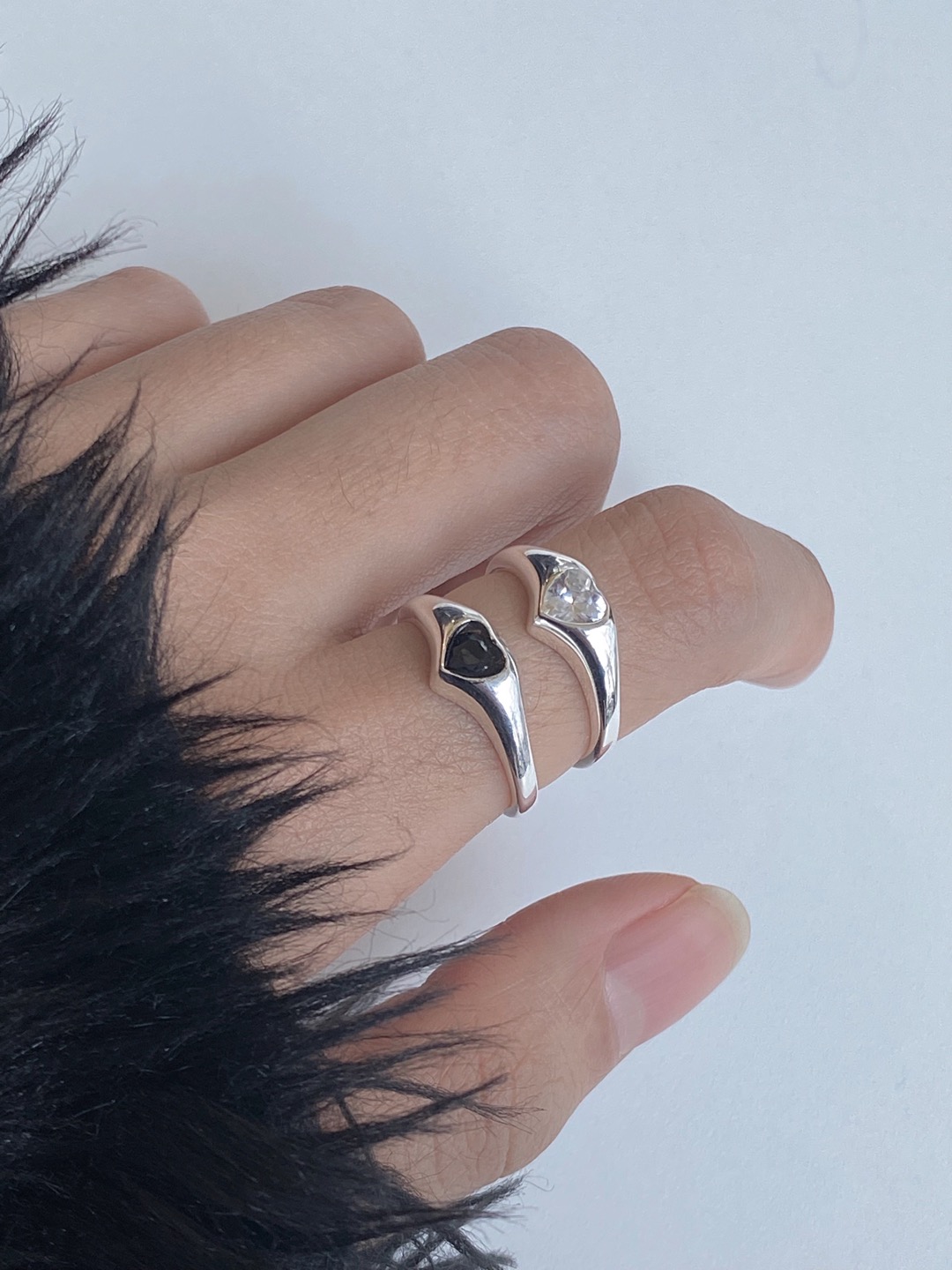 (925silver) Bold heart ring ( 2color)